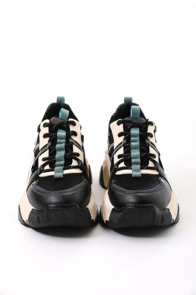 Siyah Yeşil Kadın Spor Ayakkabı